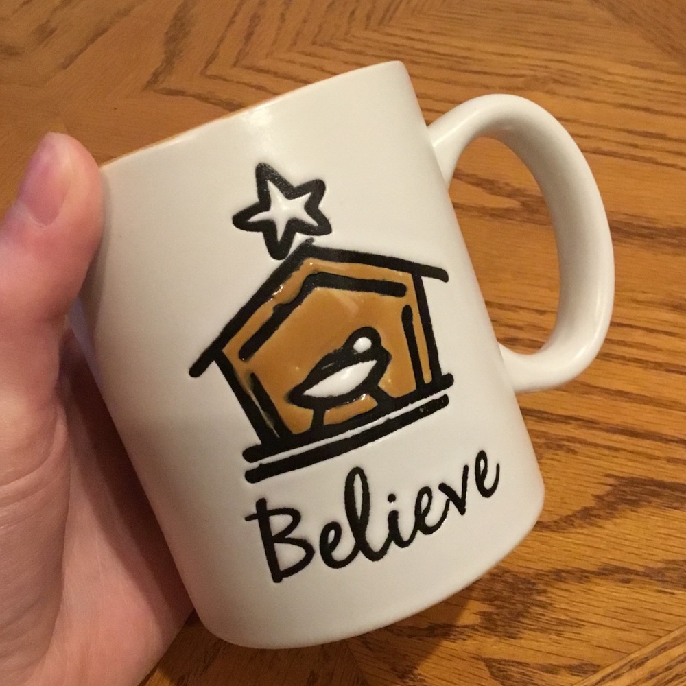 “Believe” Embossed Ceramic Christmas Mug - Picture 3 of 7